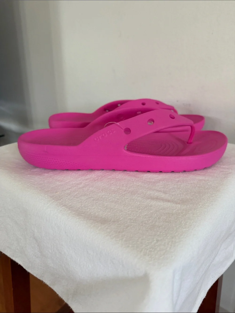 Bright Pink Crocs Classic Flip Flops